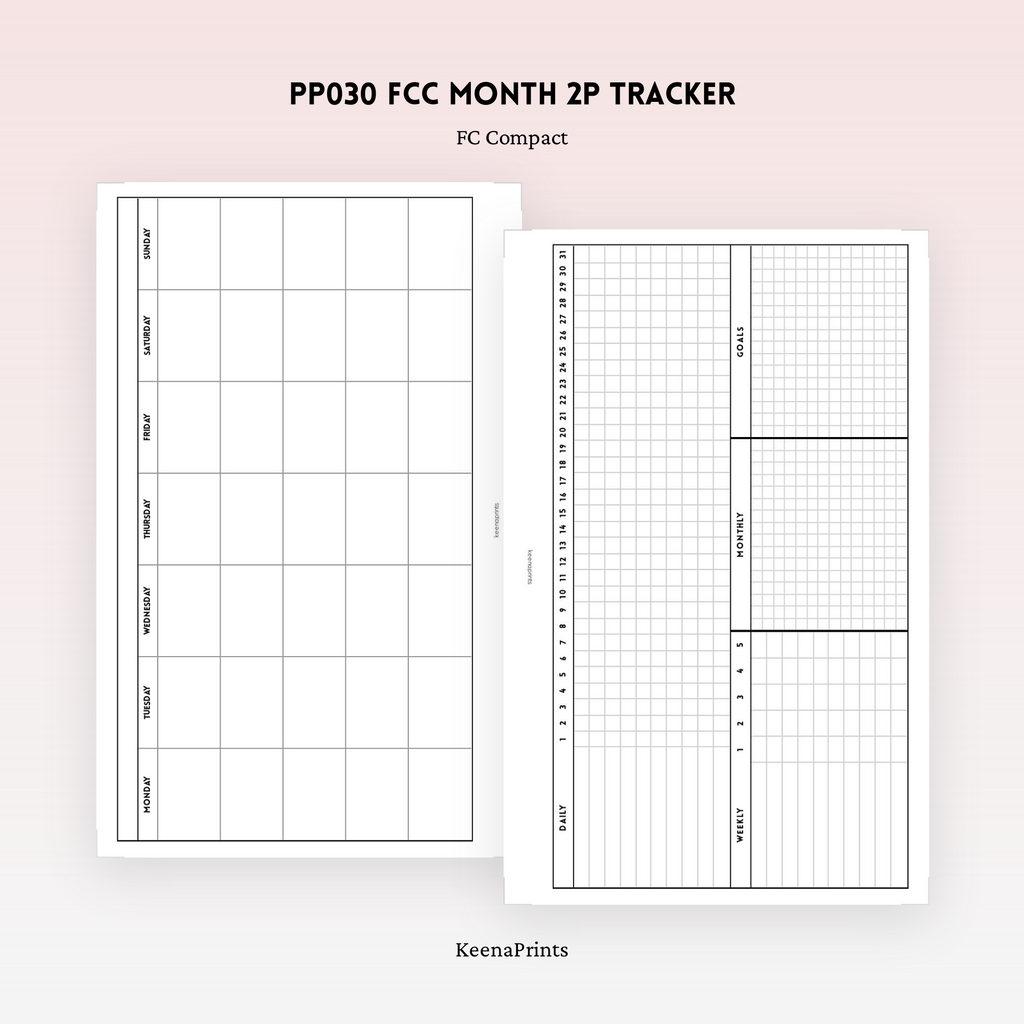 PP030 | MONTHLY, WEEKLY AND DAILY TRACKER PLANNER PRINTABLE INSERT