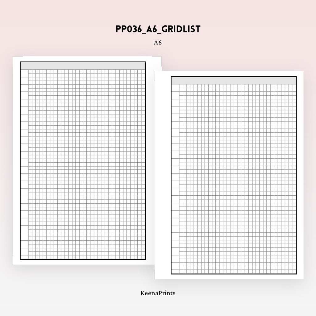 PP036 | GRID LIST PLANNER PRINTABLE INSERT