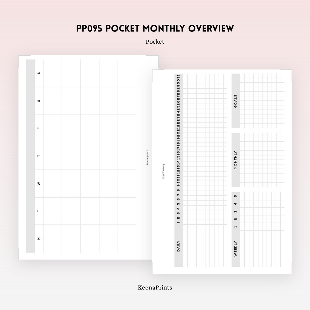 PP095 | MONTHLY, WEEKLY AND DAILY TRACKER PLANNER PRINTABLE INSERT