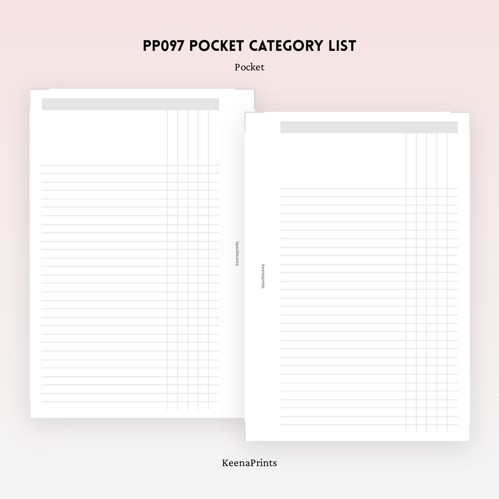 PP097 | CATEGORY LIST PLANNER PRINTABLE INSERT