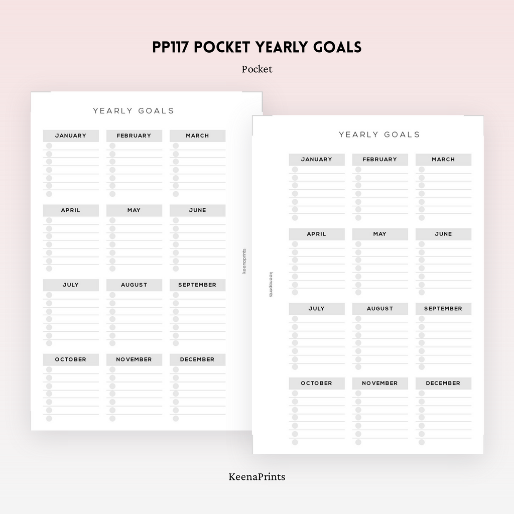 PP117 | YEARLY GOALS PLANNER PRINTABLE INSERT
