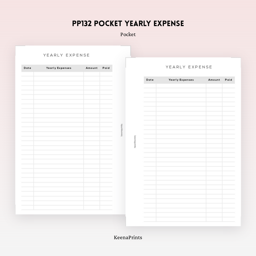 PP132 | YEARLY EXPENSE PLANNER PRINTABLE INSERT