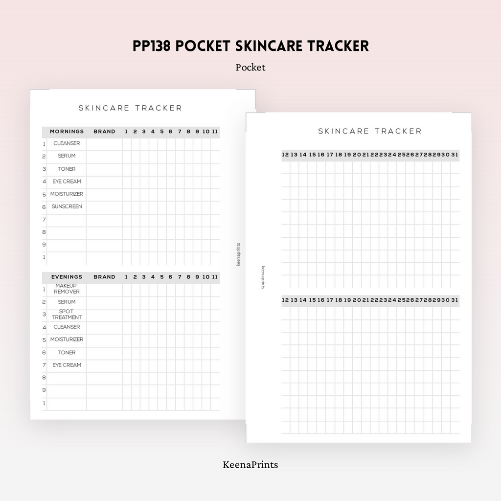PP137 | SKINCARE TRACKER PLANNER PRINTABLE INSERT