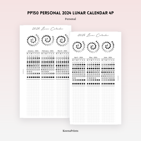 PP152 | 2024 LUNAR MOON CALENDAR COVER PLANNER PRINTABLE INSERT