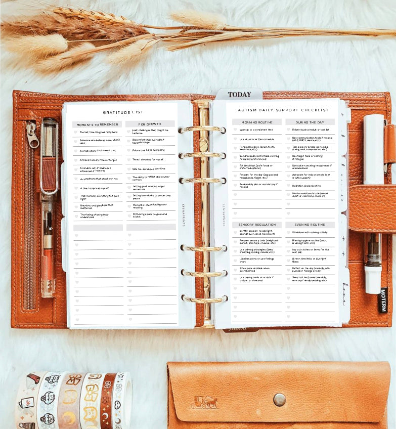 PP183 | AUTISM SUPPORT CHECKLIST PLANNER PRINTABLE INSERT