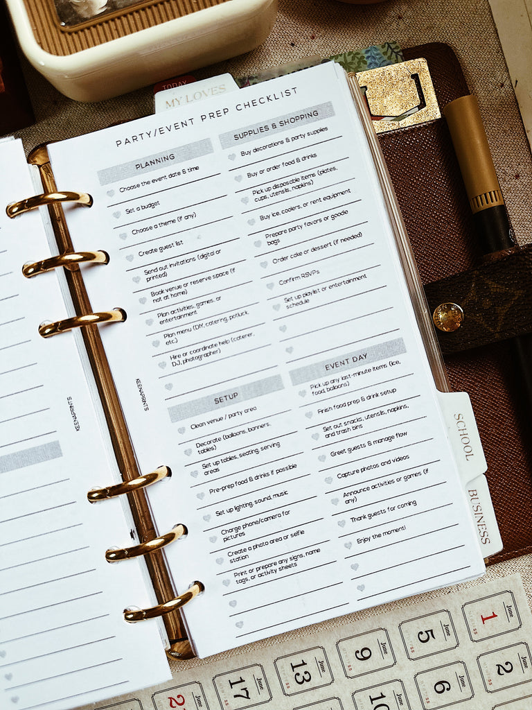 PP180 | PARTY EVENT PREP CHECKLIST PLANNER PRINTABLE INSERT