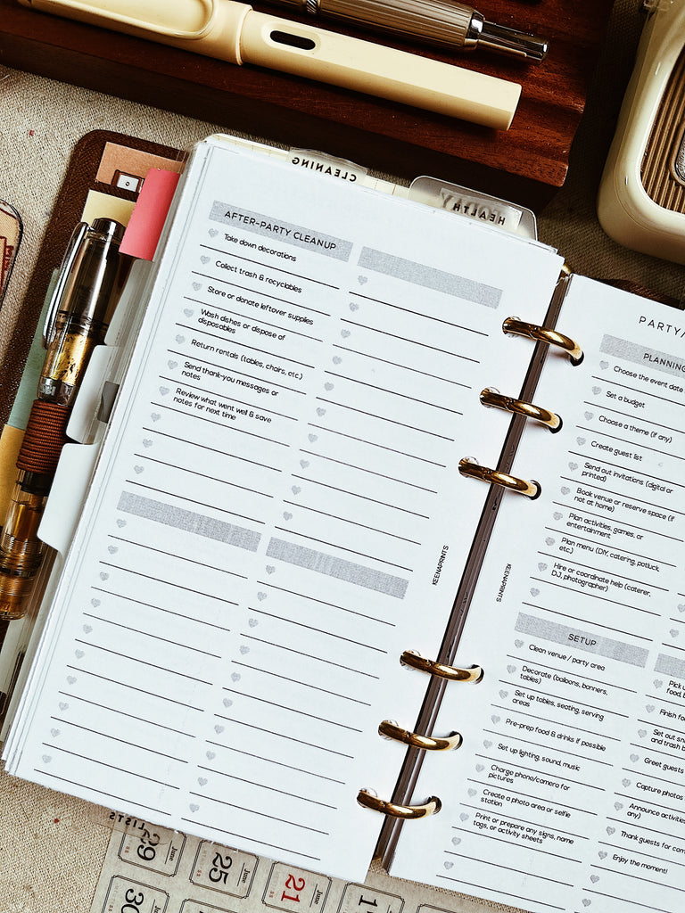PP180 | PARTY EVENT PREP CHECKLIST PLANNER PRINTABLE INSERT