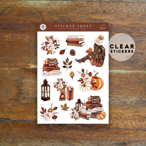 FALL PLANNER GIRL DECO CLEAR STICKERS - RE002 – KeenaPrints