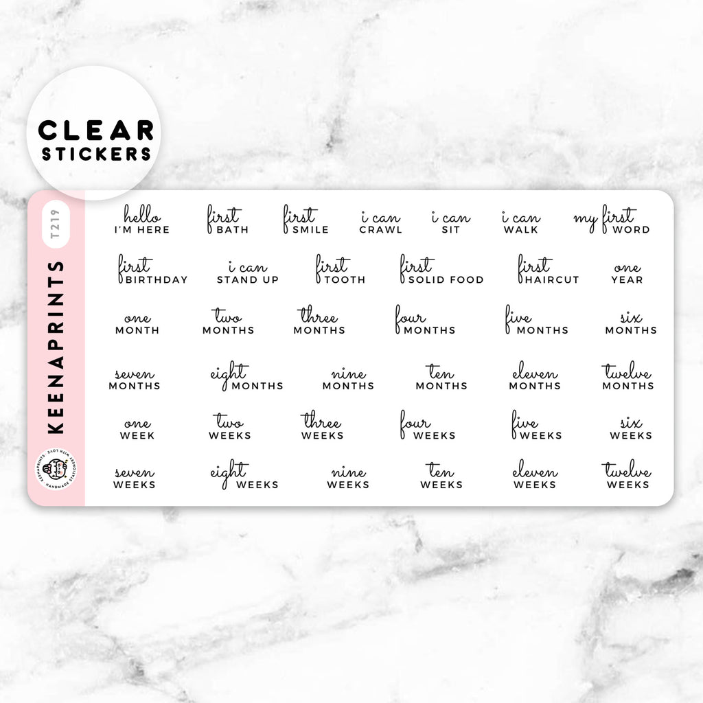 BABY MILESTONE STICKERS CLEAR STICKERS FUNCTIONAL | T219