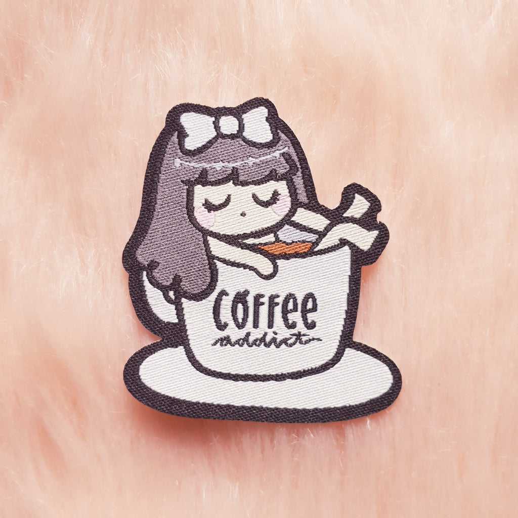 COFFEE ADDICT LOLA IRON-ON PATCH - MR009 - KeenaPrints planner stickers bullet journal diary sticker emoji stationery kawaii cute creative planner