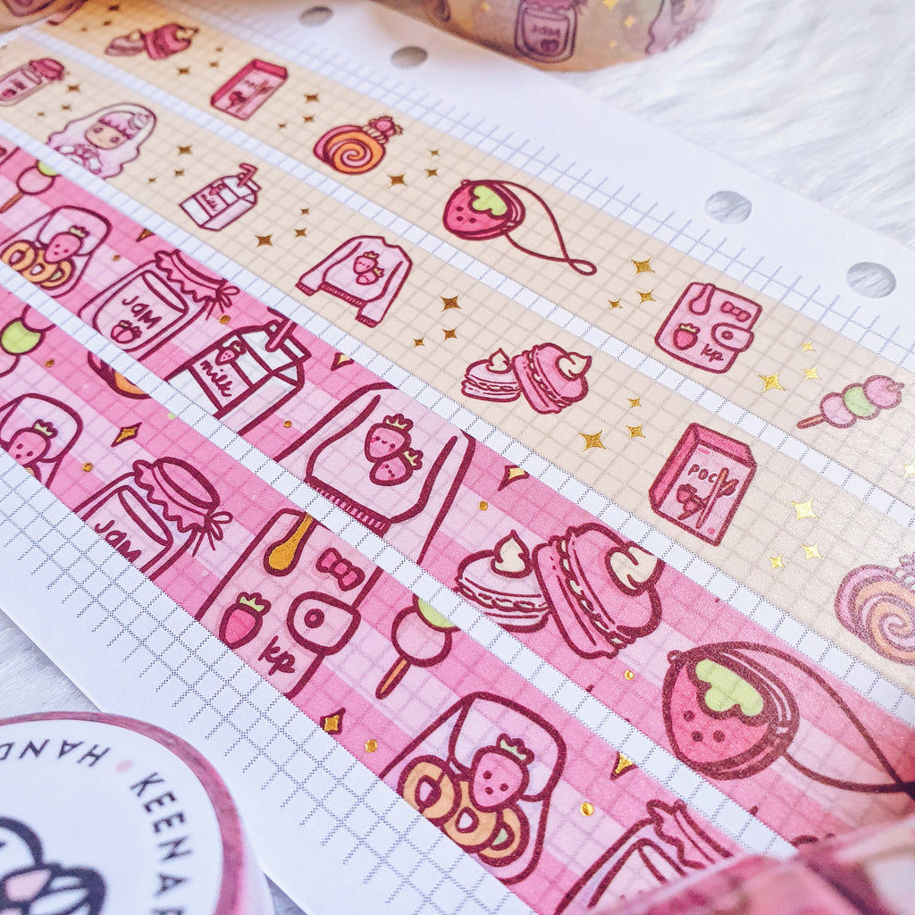 STRAWBERRY DECO LOLITA GOLD FOILED WASHI TAPE - WT066 - 15mm