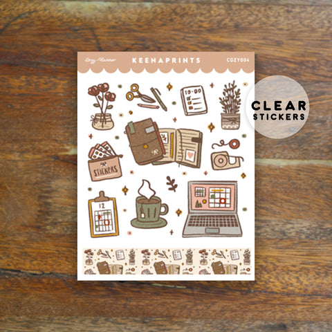 FALL PLANNER GIRL DECO CLEAR STICKERS - RE003