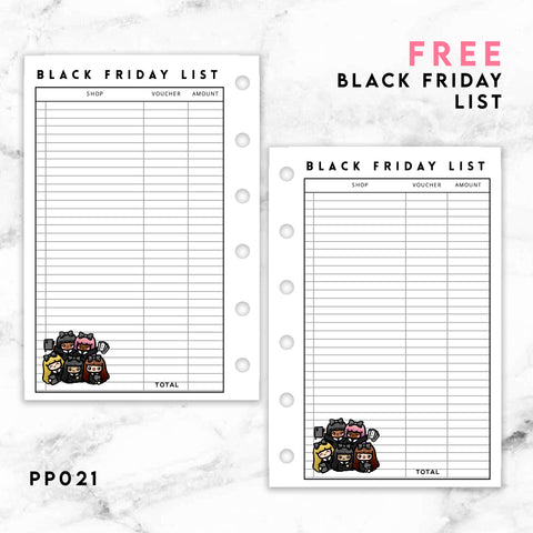 BLACK FRIDAY LIST PLANNER FREE PRINTABLE