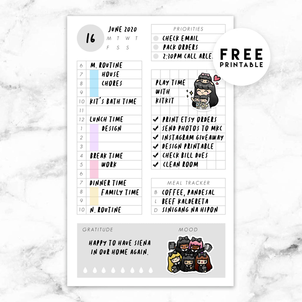 UNDATED DAILY PLANNER FREE PRINTABLE V2 - POCKET RINGS