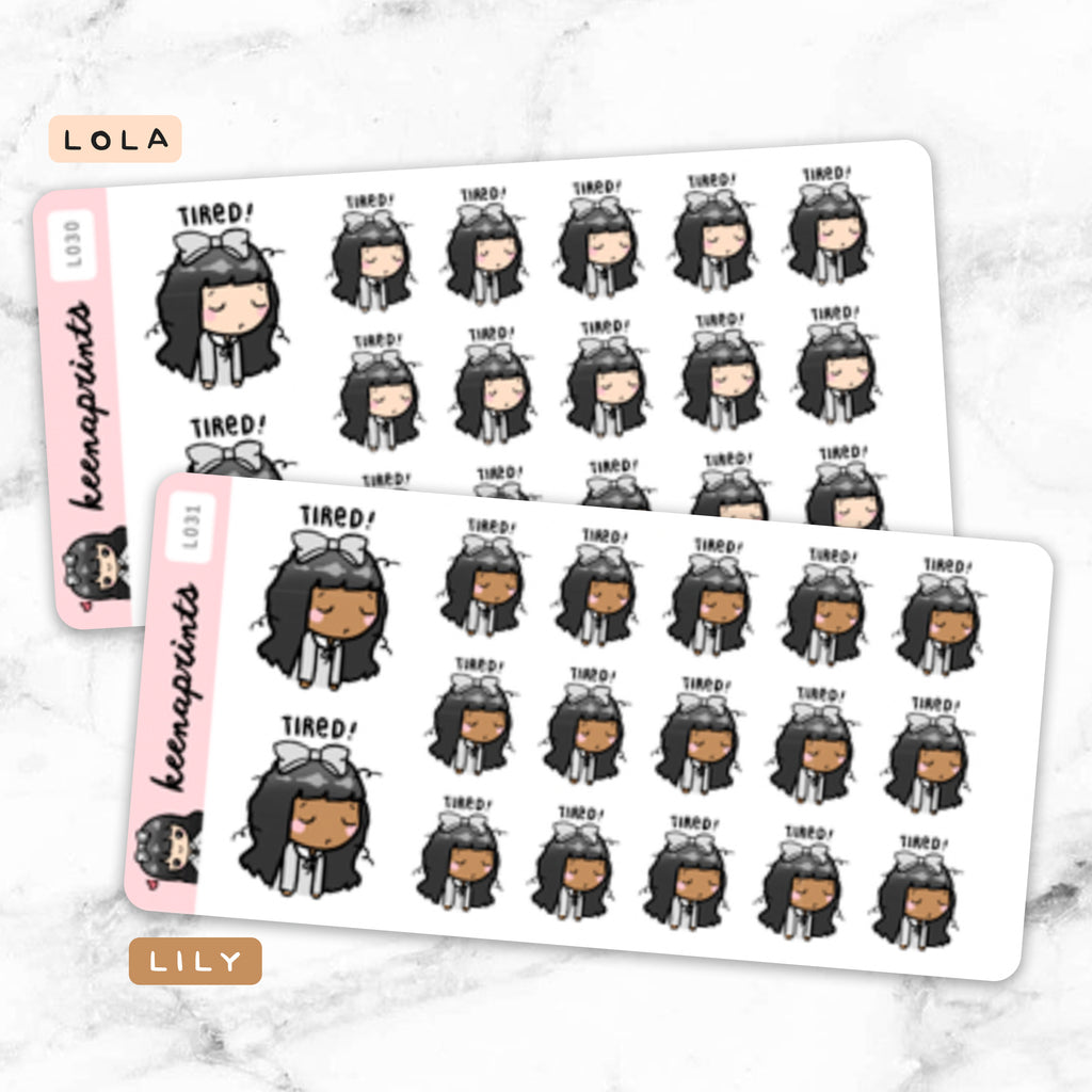 TIRED STICKERS & CLIP ART | KEENA GIRLS