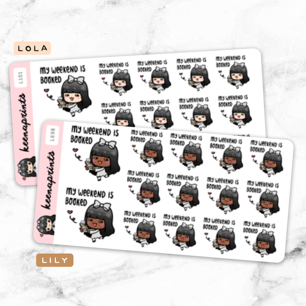 WEEKEND IS BOOKED STICKERS & CLIP ART | KEENA GIRLS