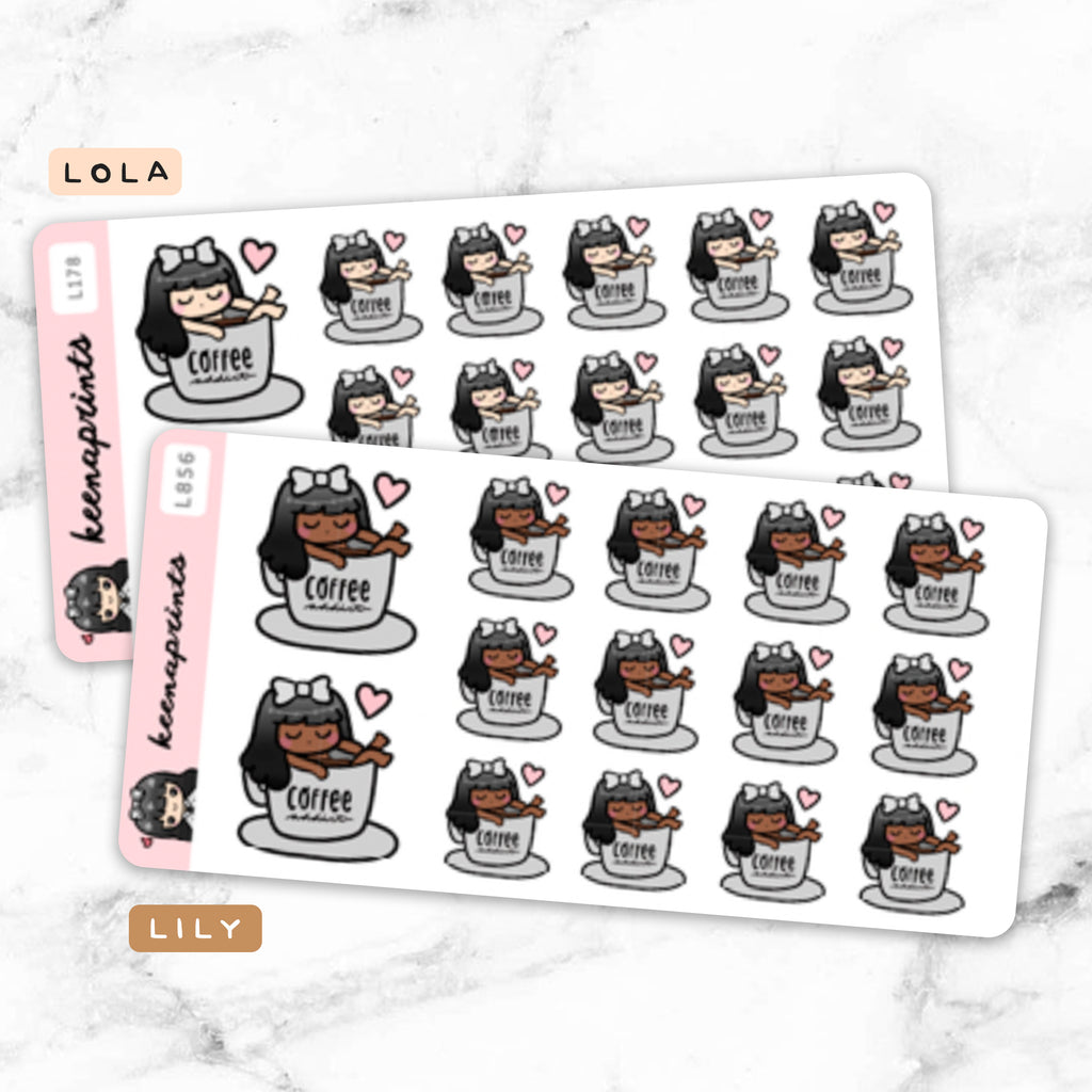 COFFEE ADDICT STICKERS & CLIP ART | KEENA GIRLS
