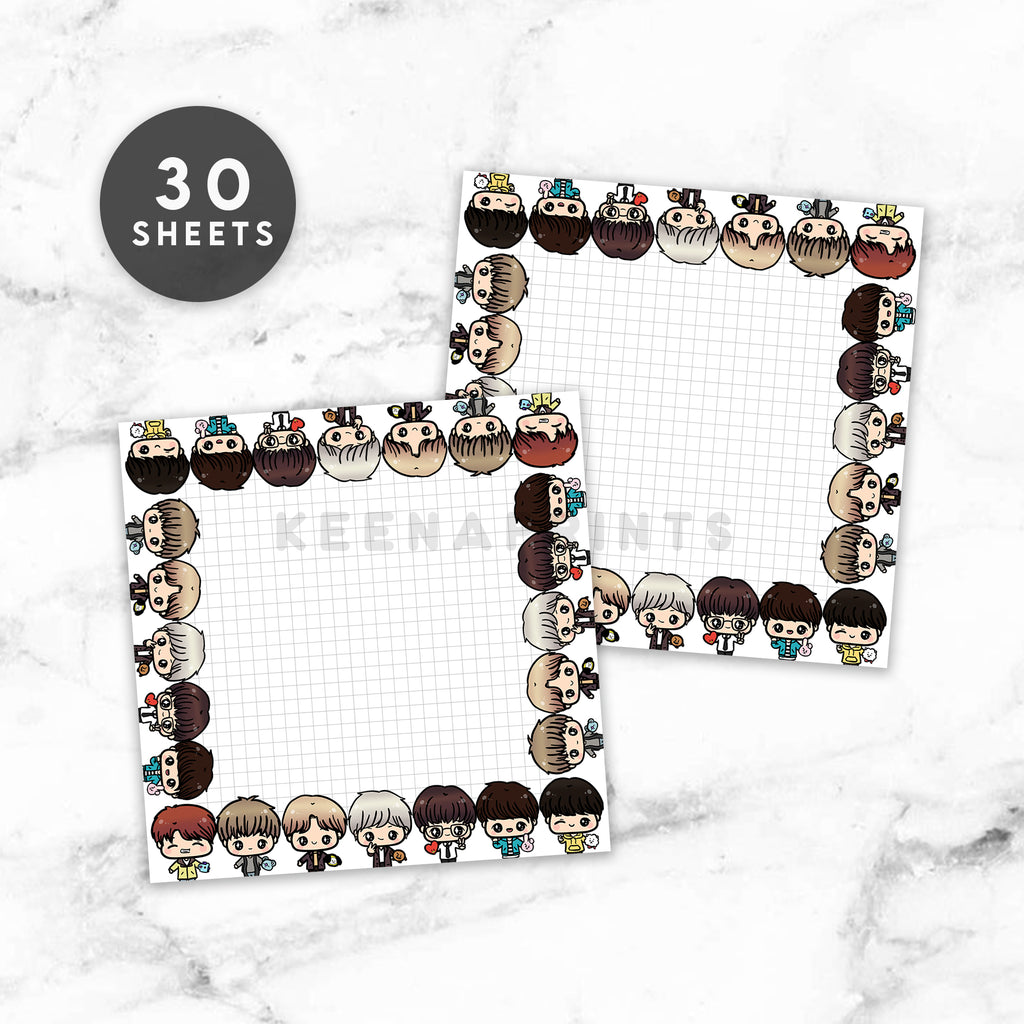 BTS KPOP CHIBI WHITE NOTEPAD - NP010