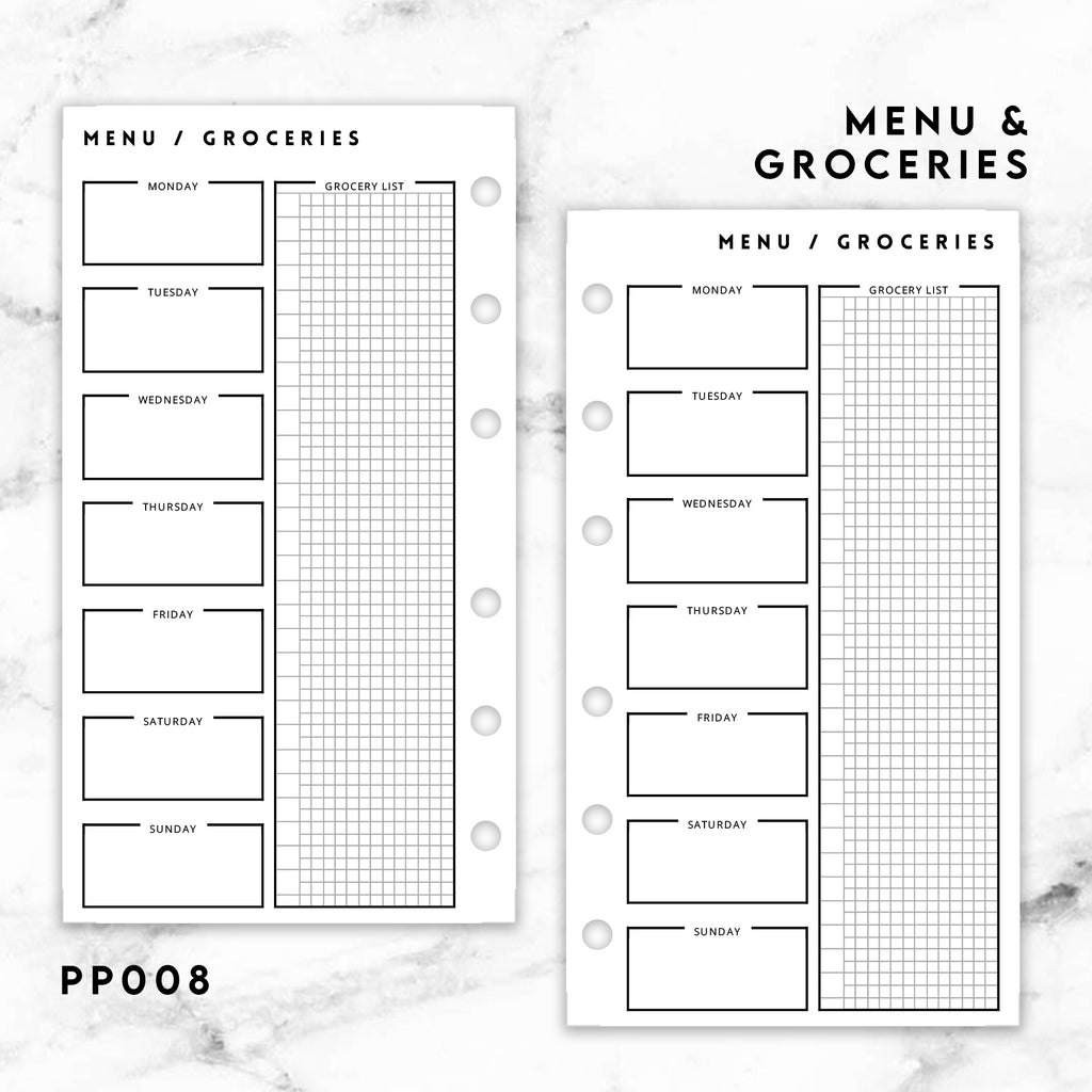 PP008 | MENU & GROCERIES PLANNER PRINTABLE INSERT
