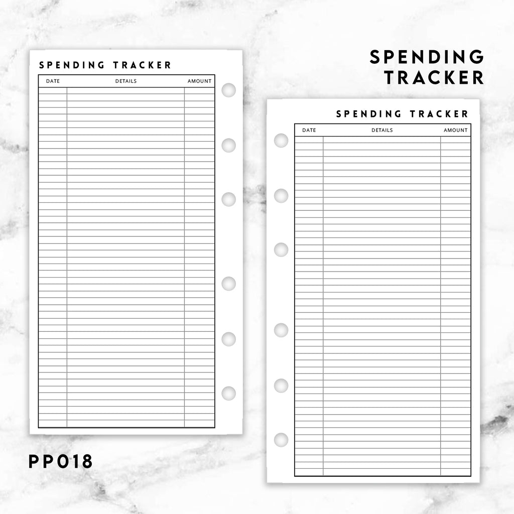 PP018 | SPENDING TRACKER PLANNER PRINTABLE INSERT INSERT