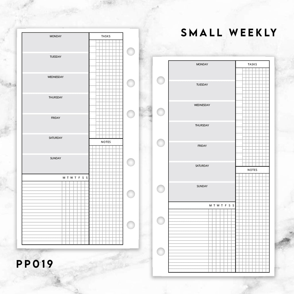 PP019 | SMALL WEEKLY PLANNER PRINTABLE INSERT