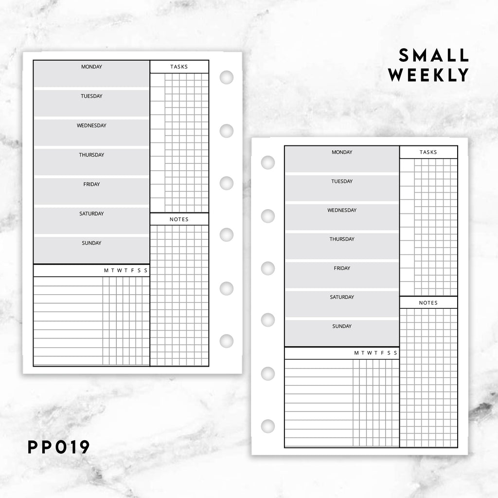PP019 | SMALL WEEKLY PLANNER PRINTABLE INSERT