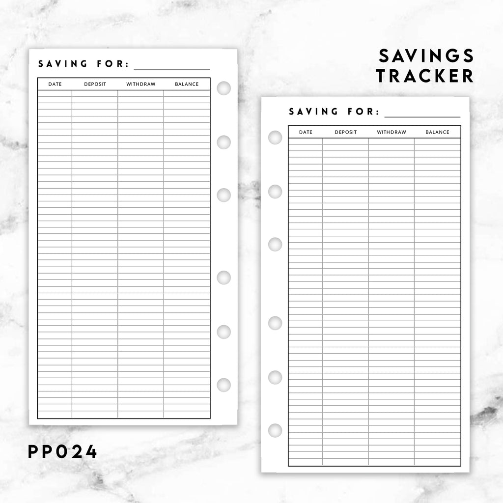 PP024 | SAVINGS TRACKER PRINTABLE INSERT
