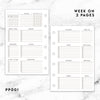PP001 | WEEK ON 2 PAGES WEEKLY UNDATED PLANNER PRINTABLE INSERT