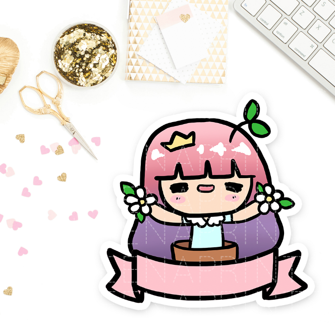 PRE-MADE CHIBI PASTEL PRINCESS NATURE LOVER KEENACHI PRINTABLE CLIP ART - KeenaPrints planner stickers bullet journal diary sticker emoji stationery kawaii cute creative planner