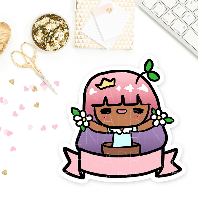 PRE-MADE CHIBI PASTEL PRINCESS NATURE LOVER KEENAMI PRINTABLE CLIP ART - KeenaPrints planner stickers bullet journal diary sticker emoji stationery kawaii cute creative planner