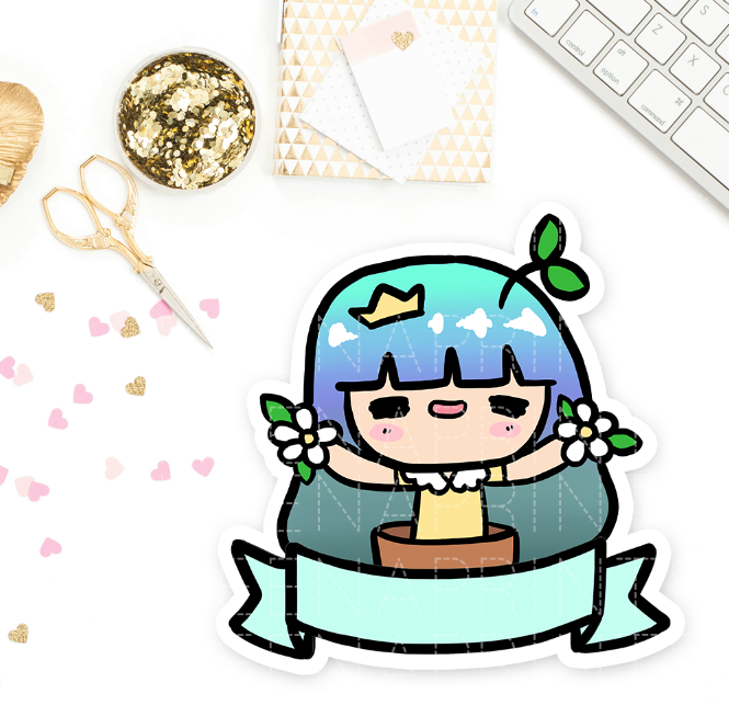 PRE-MADE CHIBI PASTEL PRINCESS NATURE LOVER KEENACHI V2 PRINTABLE CLIP ART - KeenaPrints planner stickers bullet journal diary sticker emoji stationery kawaii cute creative planner