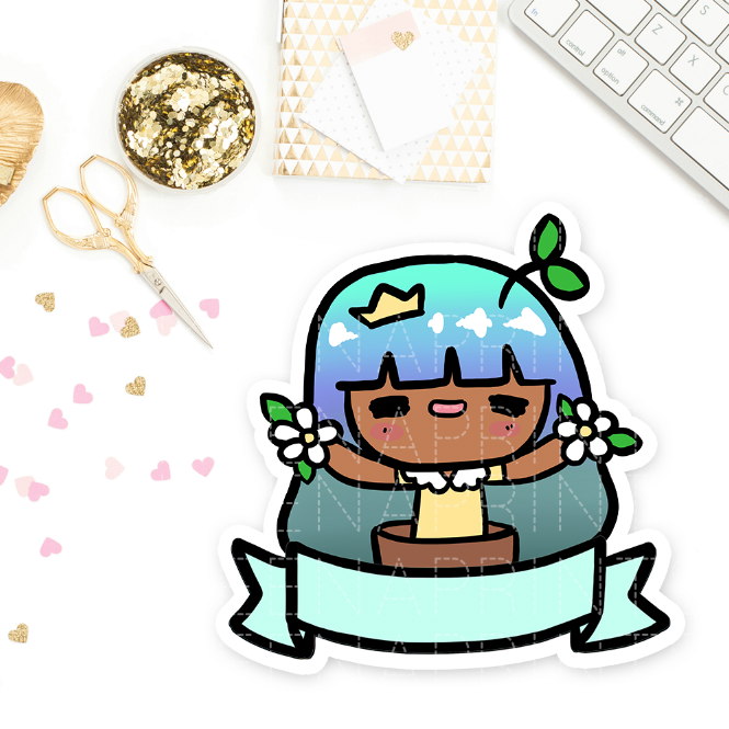 PRE-MADE CHIBI PASTEL PRINCESS NATURE LOVER KEENAMI V2 PRINTABLE CLIP ART - KeenaPrints planner stickers bullet journal diary sticker emoji stationery kawaii cute creative planner
