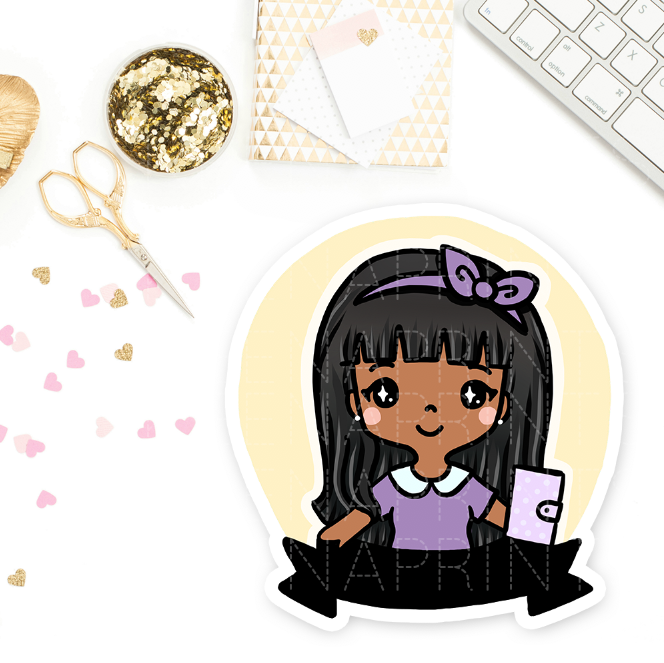 PRE-MADE CHIBI PLANNER GIRL KEENAMI PRINTABLE CLIP ART - KeenaPrints planner stickers bullet journal diary sticker emoji stationery kawaii cute creative planner