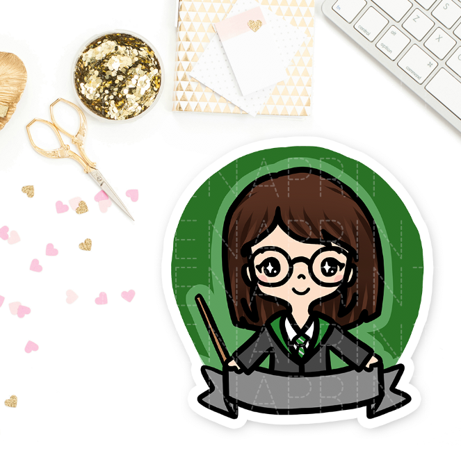 SLYTHERIN WIZARD KEENACHI PRE-MADE CHIBI PRINTABLE CLIP ART - KeenaPrints planner stickers bullet journal diary sticker emoji stationery kawaii cute creative planner