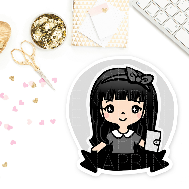 PRE-MADE CHIBI PLANNER GIRL WEDNESDAY PRINTABLE CLIP ART - KeenaPrints planner stickers bullet journal diary sticker emoji stationery kawaii cute creative planner