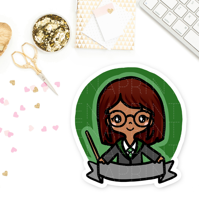 SLYTHERIN WIZARD KEENAMI PRE-MADE CHIBI PRINTABLE CLIP ART - KeenaPrints planner stickers bullet journal diary sticker emoji stationery kawaii cute creative planner