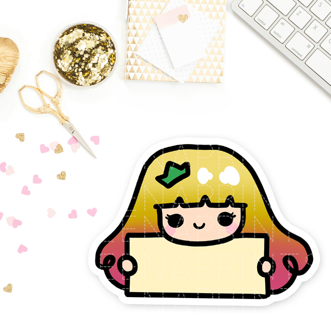 YELLOW PRINCESS PRE-MADE CHIBI PRINTABLE CLIP ART - KeenaPrints planner stickers bullet journal diary sticker emoji stationery kawaii cute creative planner