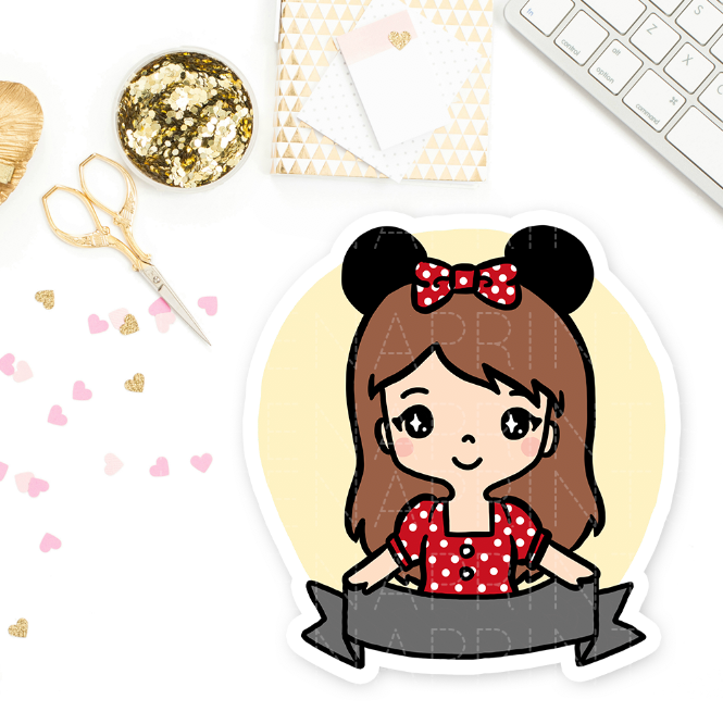 PRE-MADE CHIBI MINNIE KEENACHI PRINTABLE CLIP ART - KeenaPrints planner stickers bullet journal diary sticker emoji stationery kawaii cute creative planner