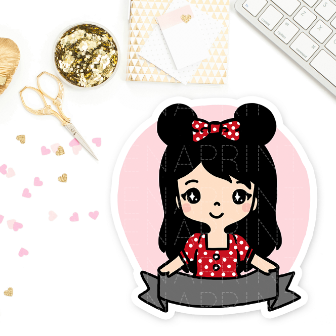 PRE-MADE CHIBI MINNIE WEDNESDAY PRINTABLE CLIP ART - KeenaPrints planner stickers bullet journal diary sticker emoji stationery kawaii cute creative planner