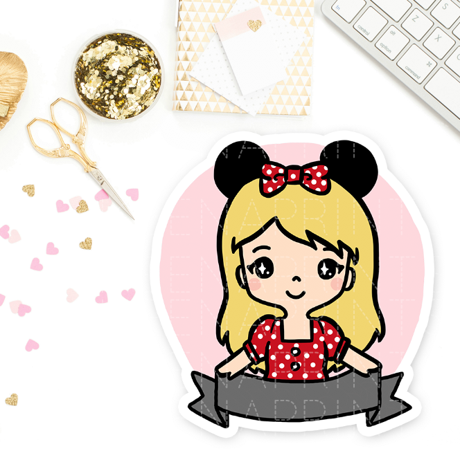 PRE-MADE CHIBI MINNIE KEENARI PRINTABLE CLIP ART - KeenaPrints planner stickers bullet journal diary sticker emoji stationery kawaii cute creative planner