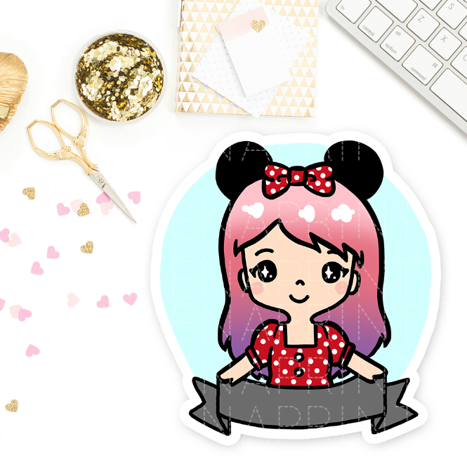 PRE-MADE CHIBI MINNIE PASTEL PRINCESS PRINTABLE CLIP ART - KeenaPrints planner stickers bullet journal diary sticker emoji stationery kawaii cute creative planner