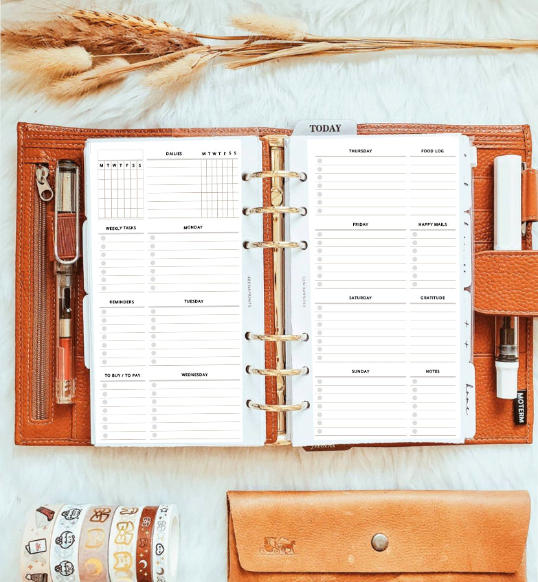 PP001 | WEEK ON 2 PAGES WEEKLY UNDATED PLANNER PRINTABLE INSERT