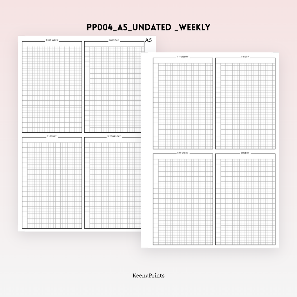 PP004 | WEEK ON 2 PAGES PLANNER PRINTABLE INSERT