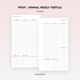 PP069 | MINIMAL VERTICAL WEEKLY PLANNER PRINTABLE INSERT