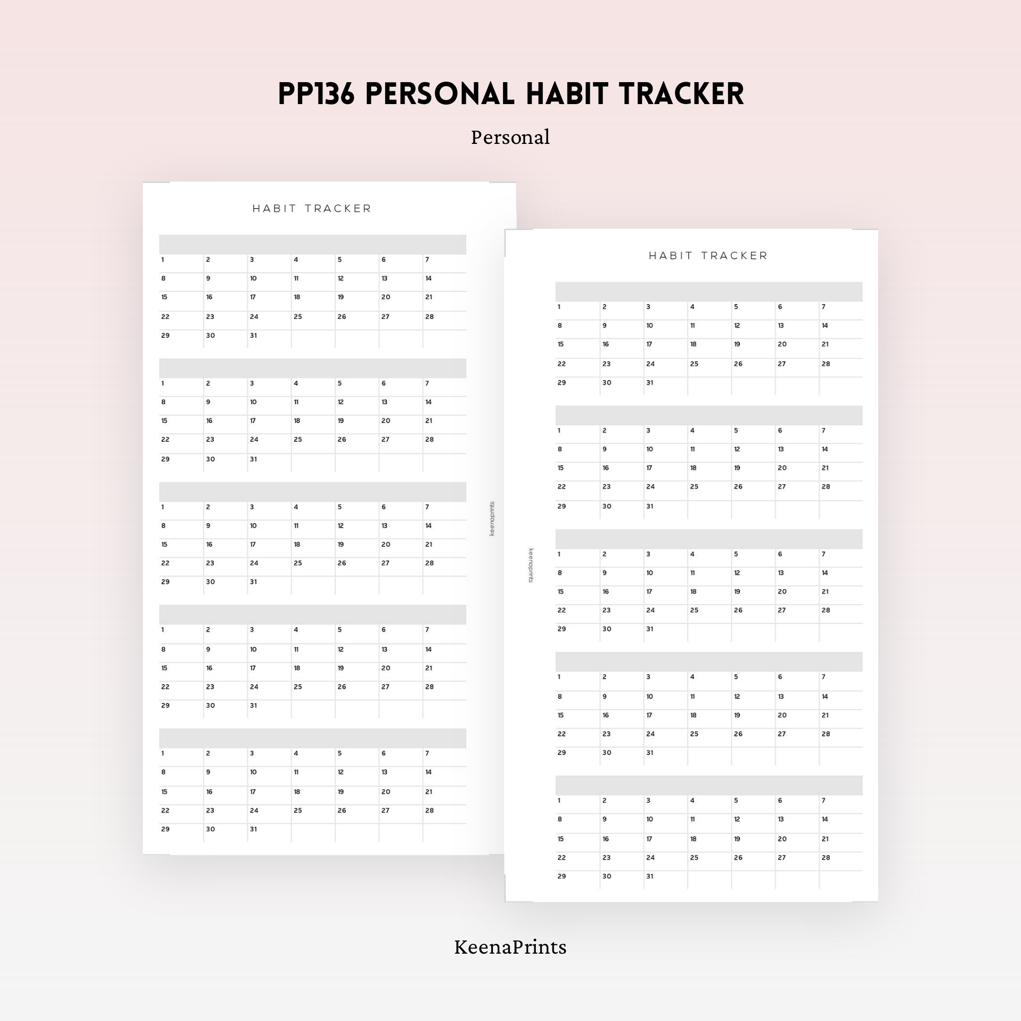 PP136 | HABIT TRACKER PLANNER PRINTABLE INSERT – KeenaPrints