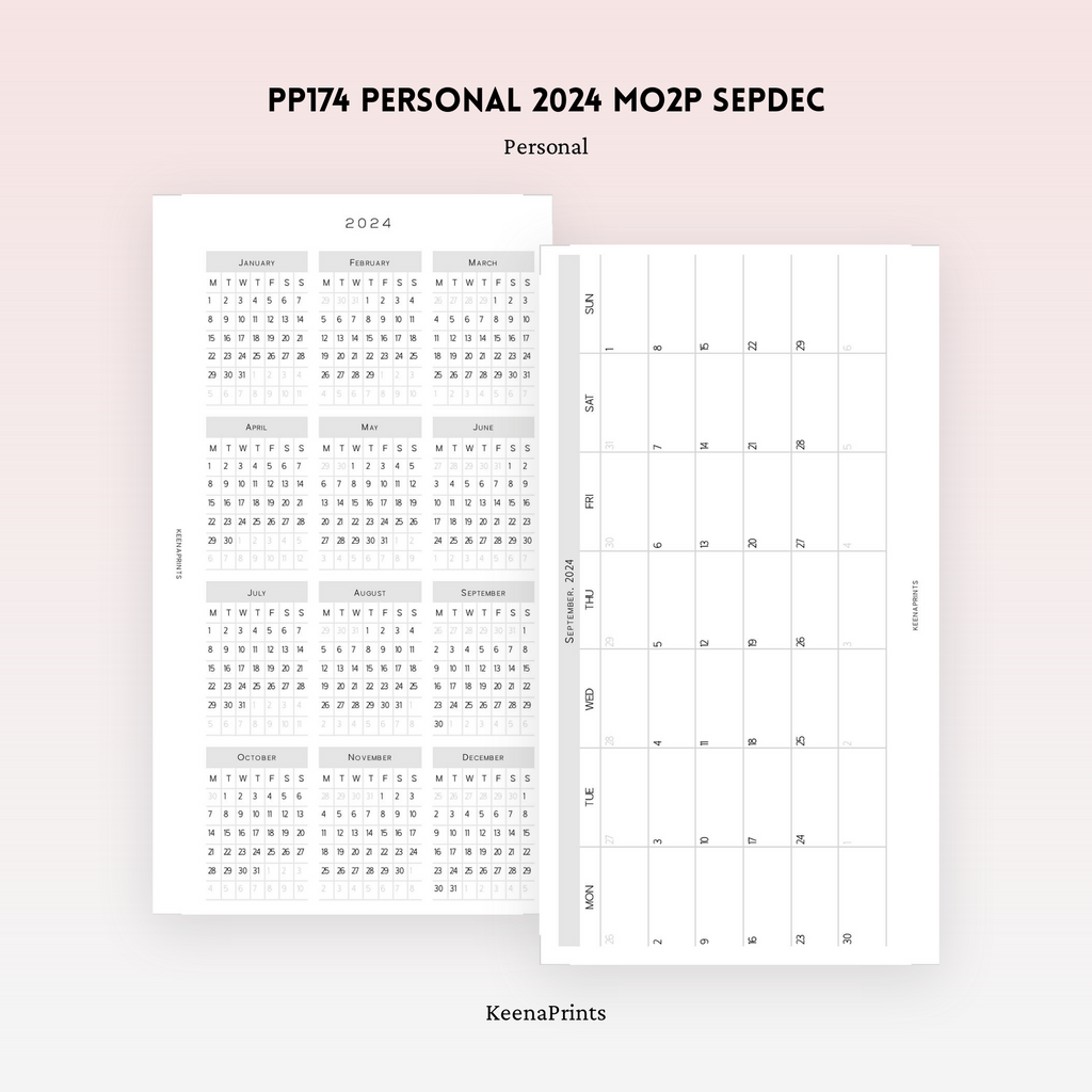 PP174 | 2024 SEP - DEC MONTHLY, WEEKLY AND DAILY TRACKER PLANNER PRINTABLE INSERT FREE PRINTABLE