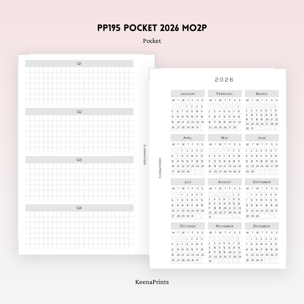 PP195 | 2026 MONTHLY, WEEKLY AND DAILY TRACKER PLANNER PRINTABLE INSERT