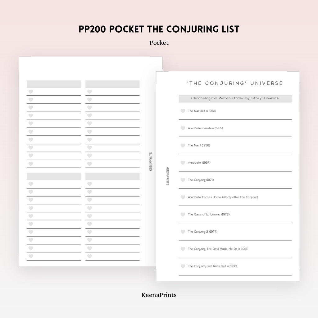 PP200 | THE CONJURING LIST PLANNER PRINTABLE INSERT - FREE PRINTABLE