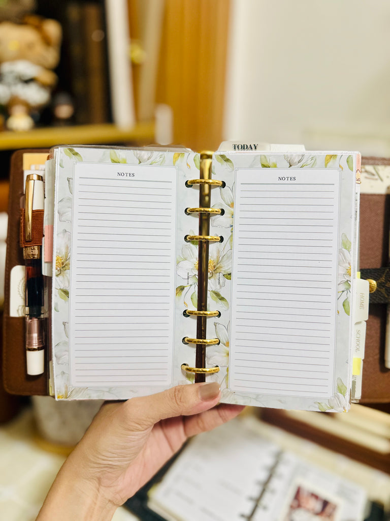 PP216 | FLORAL MONTHLY OVERVIEW PLANNER PRINTABLE INSERT FOR PERSONAL RINGS PLANNER WITH YEARLY GOALS, MONTHLY TASKS & QUOTES