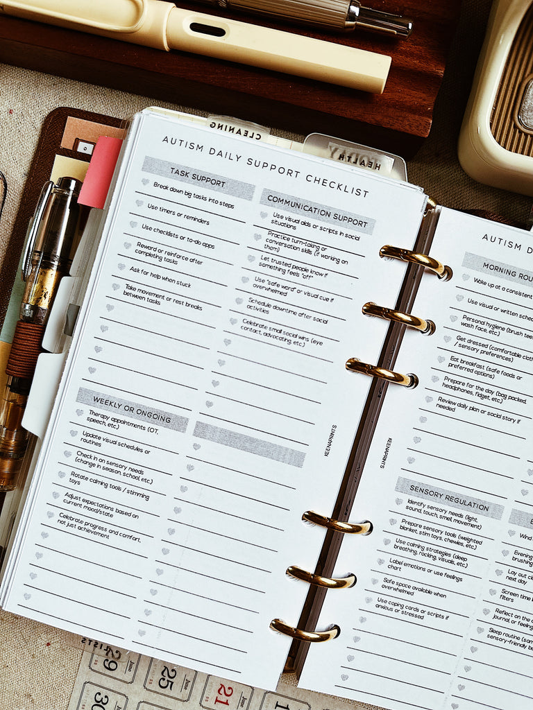 PP183 | AUTISM SUPPORT CHECKLIST PLANNER PRINTABLE INSERT